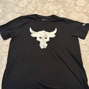 Under Armour Black Tee with White Bull Emblem